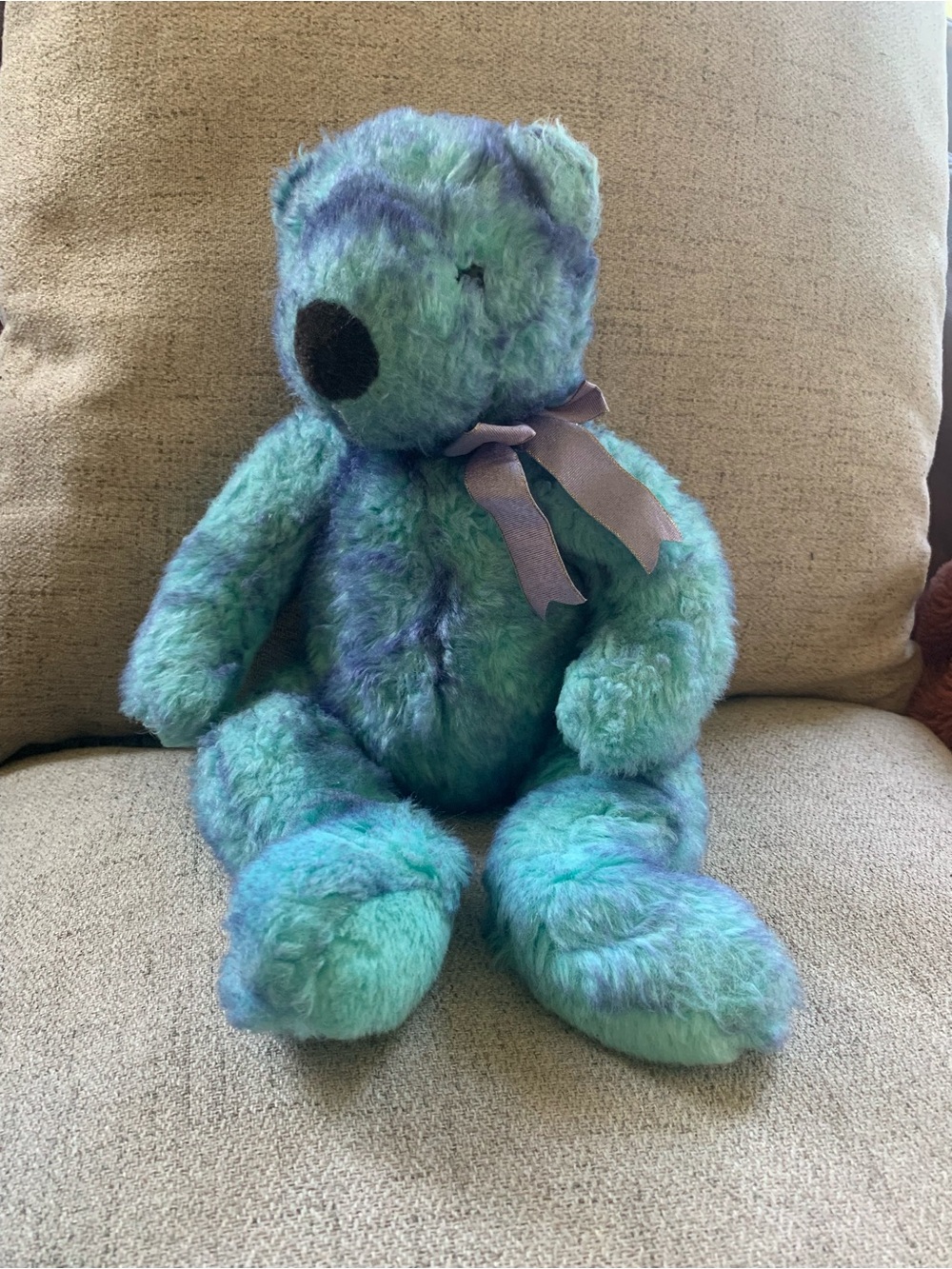 VTG 1999 Ty Classic BLUEBEARY Teddy Bear Plush | 15" Tie-Dye Blue Purple Animal